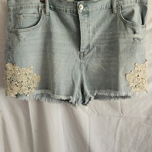 Jessica Simpson Light Blue Jean Shorts with Cream Lace